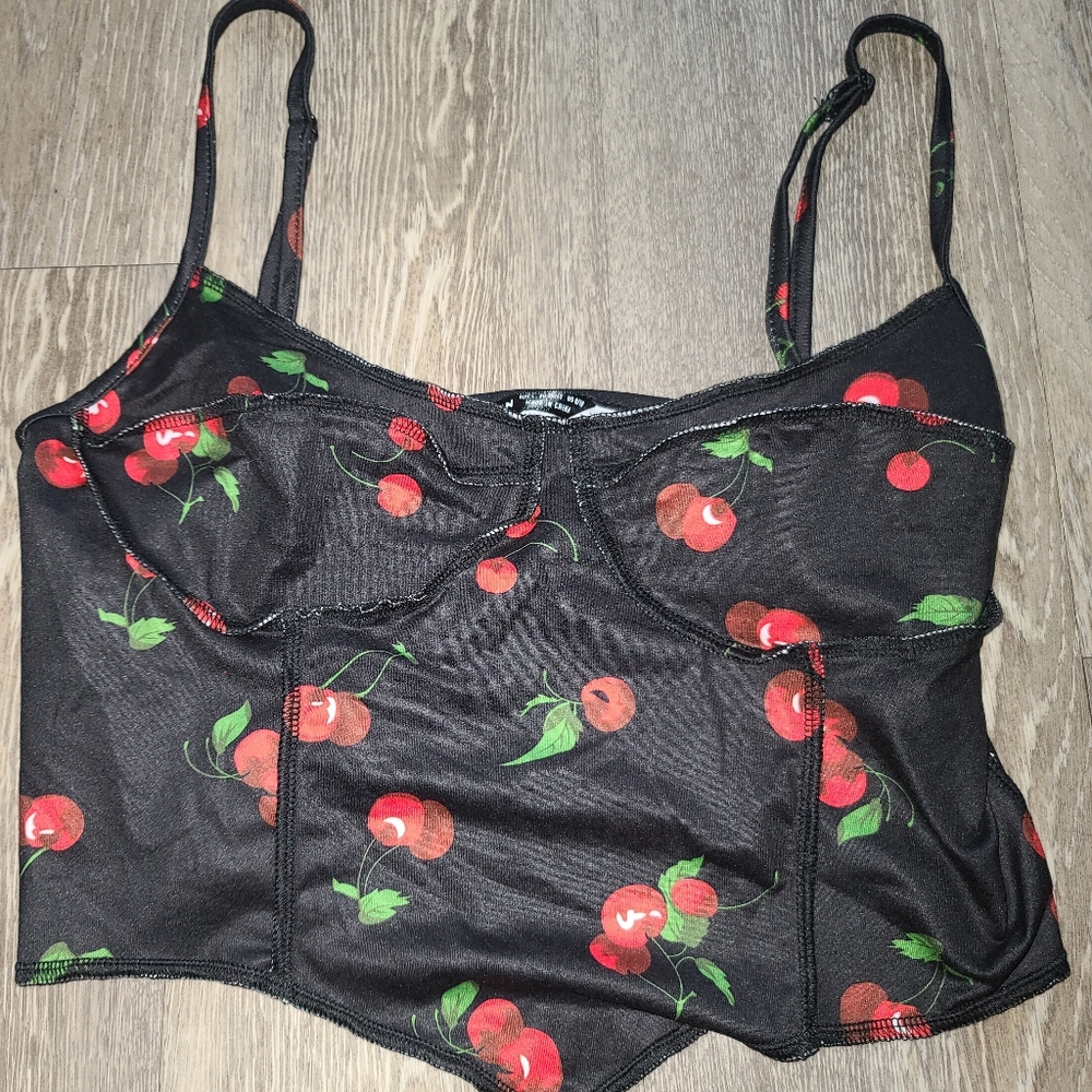 Shein Cherry Crop Top